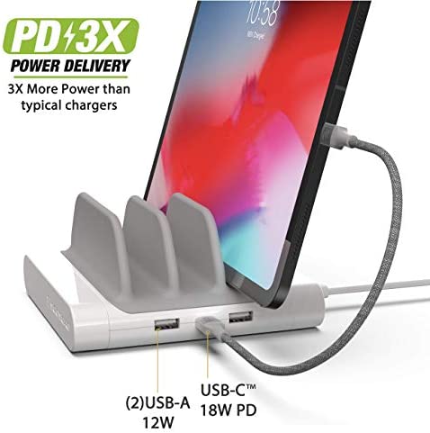 Scosche BLKIT1WT BaseLynx Modular Charging System Includes a Qi-Certified Wireless Charging Station, Apple Watch Charger & a Multi Device Charging Station with One USB-C & Two USB-A Charging Ports - Image 4